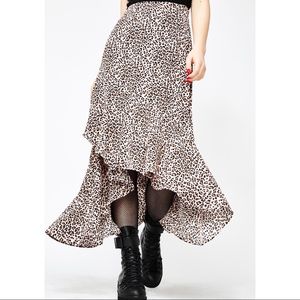 Dolls Kill Pink Leopard Maxi Skirt